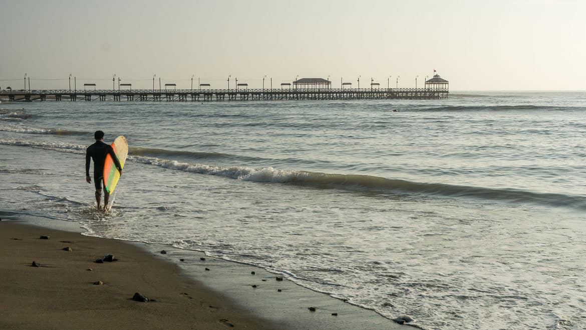 Surfers on Huanchaco Beach
