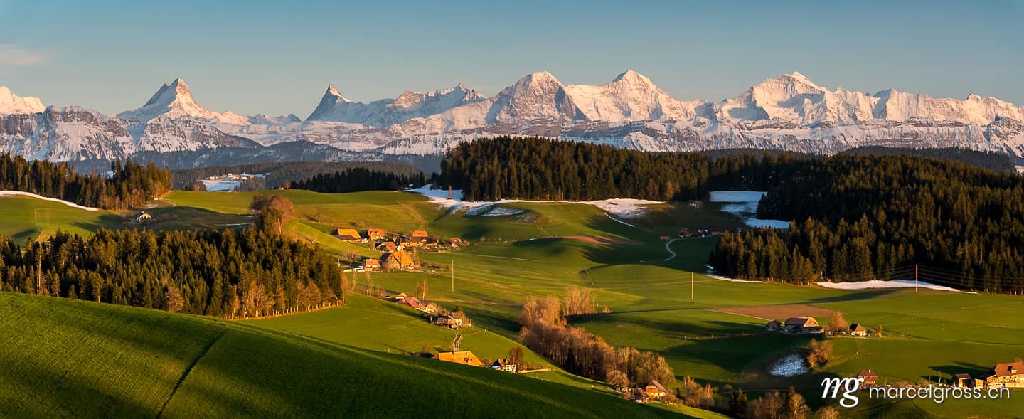 Emmental Bilder. panorama view of the Bernese Alps from Emmental. Marcel Gross Photography