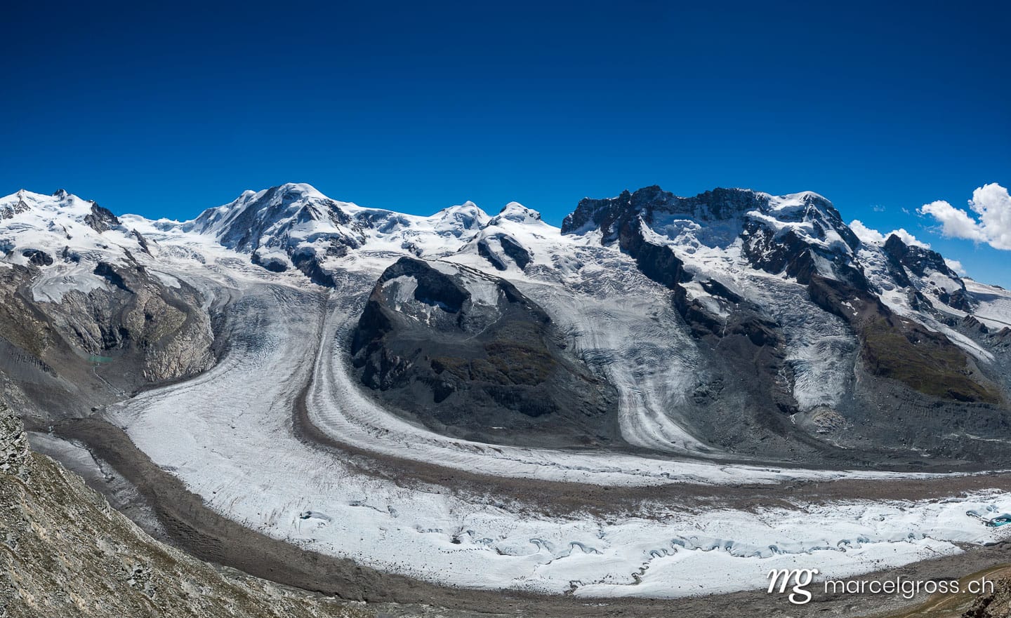 . Gornergletscher with Monte Rosa Group seen from Gornergrat. Marcel Gross Photography