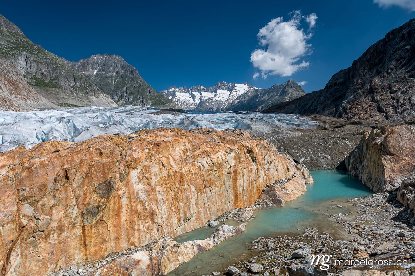. meltwater lake at the base of the mighty Aletschgletscher. Marcel Gross Photography