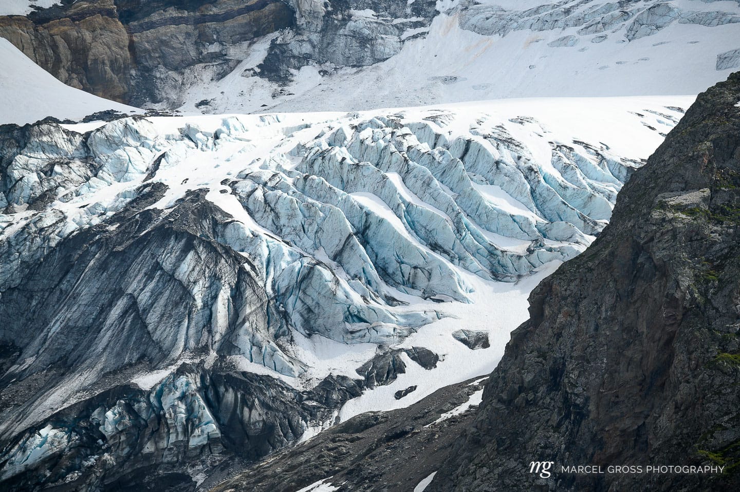 remains of Bifertengletscher seen from Fridolinshütte in Glarus. Taken by Marcel Gross Photography