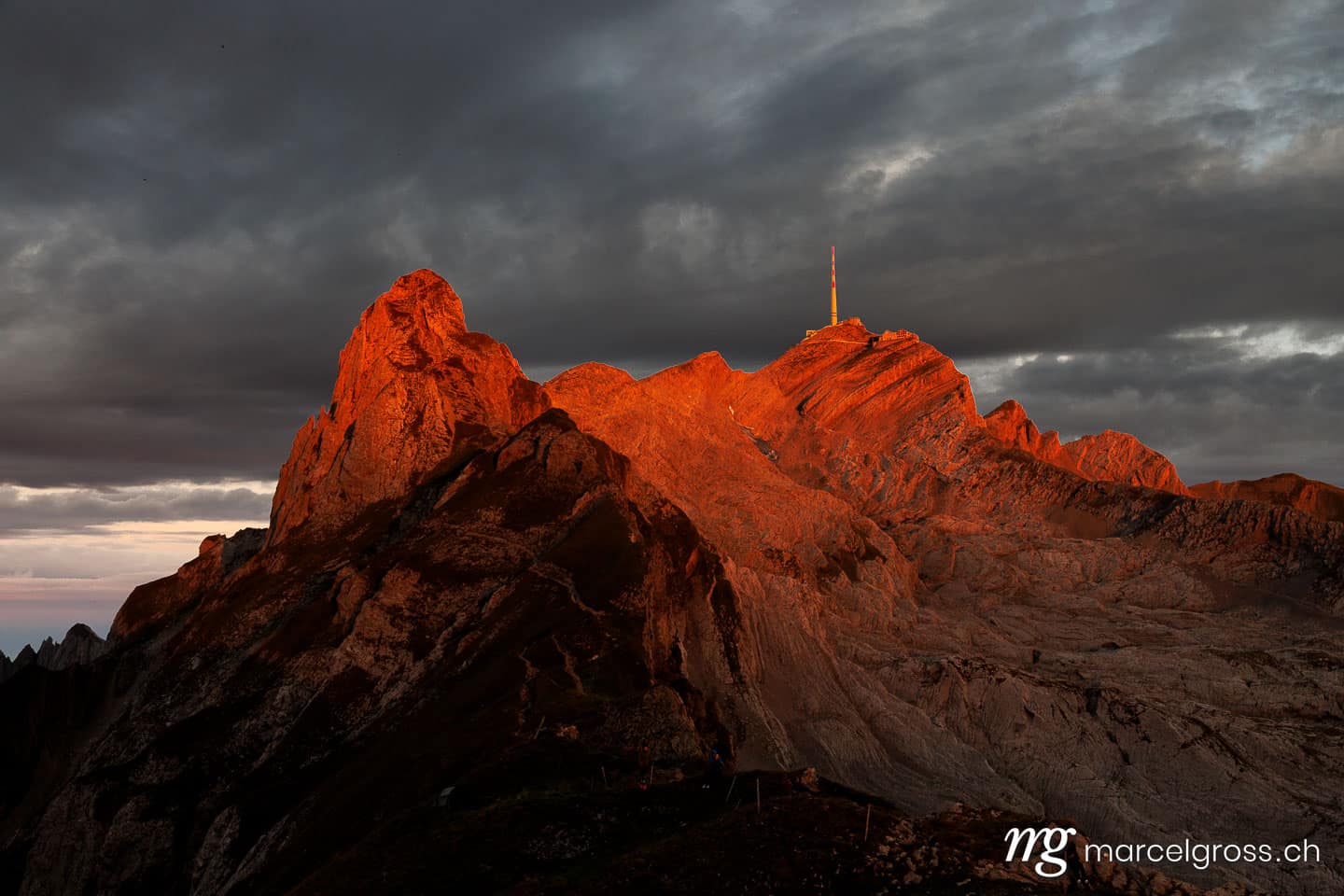 Ostschweiz Bilder. Säntis in red morning light. Marcel Gross Photography