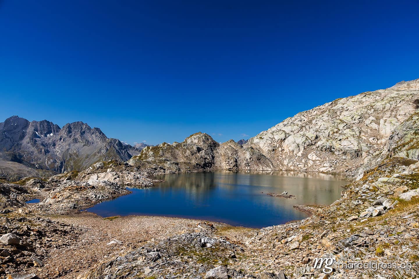. Lai d'Uffiern lake seen from Pass d'Uffiern, Surselva. Marcel Gross Photography