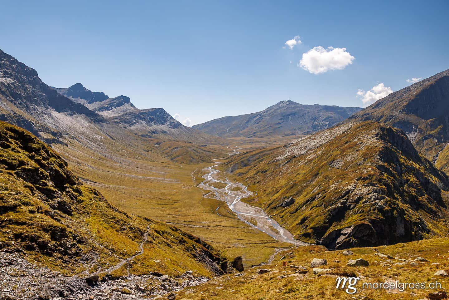 Graubünden Bilder. alpine valley of Greina Plateau in Surselva, Switzerland. Marcel Gross Photography