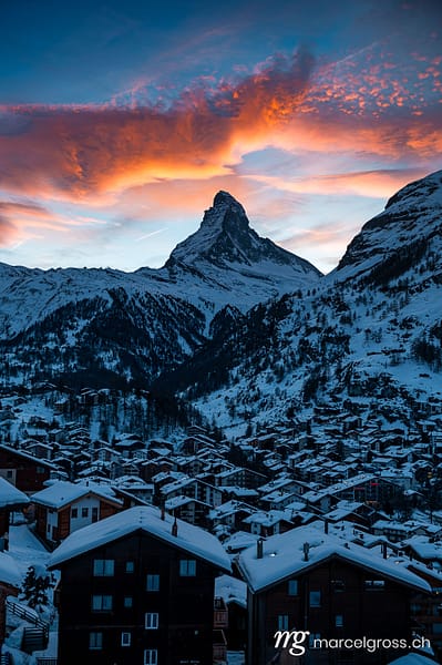 . Zermatt and Matterhorn in the Alps of Switzerland on a wonderful sunset. Marcel Gross Photography