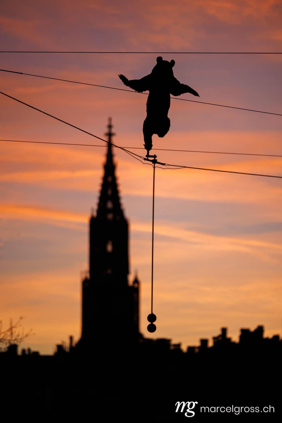 Bern Sonnenuntergang. Sonnenuntergang während Kirschblüte in Bern. Marcel Gross Photography